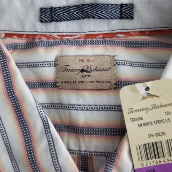 NWT TOMMY BAHAMA STRIPED LONG SLEEVE SALSA Sz XXL - Picture 3 of 7